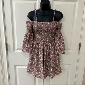 Purple and White Floral Off The Shoulder Romper